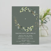 Eukalyptus Greenery Wedding Green Hintergrund Folieneinladung (Stehend vorne)