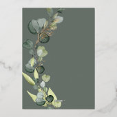 Eukalyptus Greenery Wedding Green Hintergrund Folieneinladung (Rückseite)