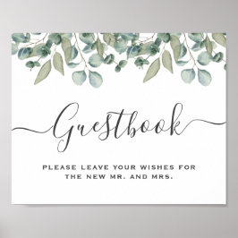 Eukalyptus Greenery Wedding Guestbook Sign Poster