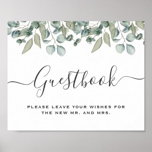 Eukalyptus Greenery Wedding Guestbook Sign Poster (Vorne)