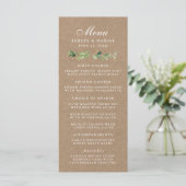Eukalyptus Greenery Wedding Kraft Menükarte (Stehend Vorderseite)