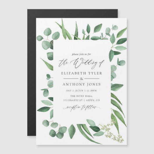 Eukalyptus Greenery Wedding Magneteinladung (Vorne/Hinten)