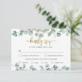 Eukalyptus Greenery Wedding Meal Choice RSVP Card Karte (Stehend Vorderseite)