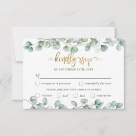 Eukalyptus Greenery Wedding Meal Choice RSVP Card Karte
