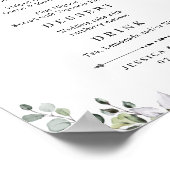 Eukalyptus Greenery Wedding MENU Poster (Ecke)