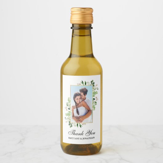 Eukalyptus Greenery Wedding Mini Weinetikett (Vorderseite)