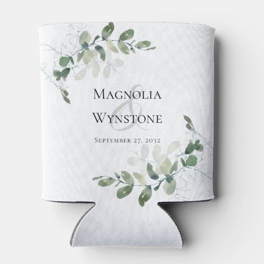 Eukalyptus Greenery Wedding Monogram Dosenkühler (Rückseite)