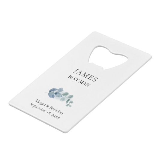 Eukalyptus Greenery Wedding Party Geldbeutel Flaschenöffner (Vorderseite Schrägansicht)