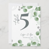Eukalyptus Greenery Wedding Party Tischnummer (Rückseite)