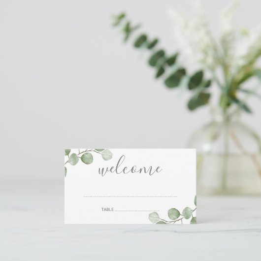 Eukalyptus Greenery Wedding Platzkarte (Stehend Vorderseite)
