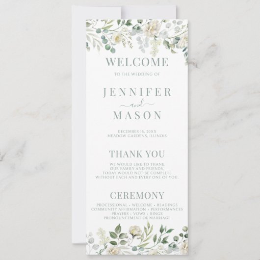 Eukalyptus Greenery Wedding Program Cards (Vorderseite)