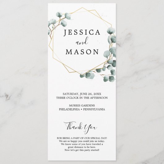 Eukalyptus Greenery Wedding Program Programm (Vorderseite)