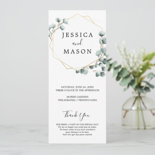 Eukalyptus Greenery Wedding Program Programm (Stehend Vorderseite)