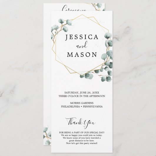 Eukalyptus Greenery Wedding Program Programm (Vorne/Hinten)