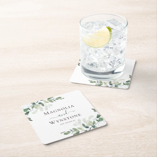 Eukalyptus Greenery Wedding Rechteckiger Pappuntersetzer (Vor Ort)