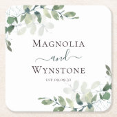 Eukalyptus Greenery Wedding Rechteckiger Pappuntersetzer (Vorderseite)