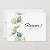 Eukalyptus Greenery Wedding Reserved Card (Rückseite)