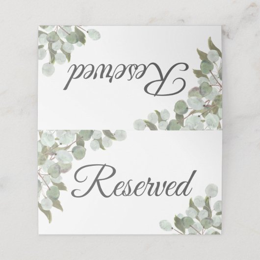 Eukalyptus & Greenery Wedding Reserviert Platzkarte (Außenseite Aufgefaltet)