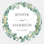 Eukalyptus Greenery Wedding Round Sticker (Vorderseite)