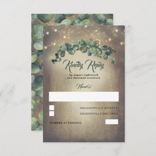 Eukalyptus Greenery Wedding RSVP (Vorne/Hinten)