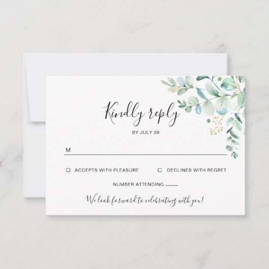 Eukalyptus Greenery Wedding Rsvp Card Karte (Vorderseite)
