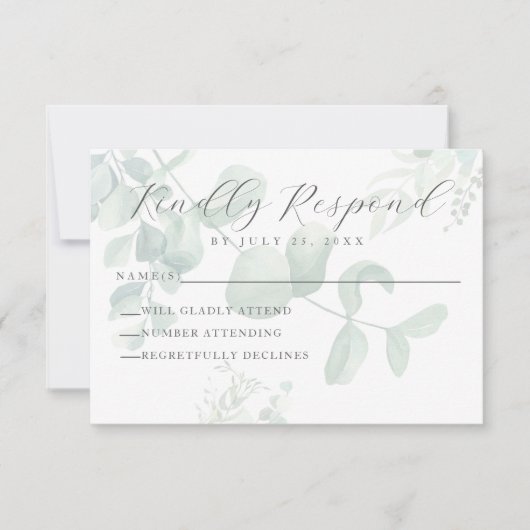 Eukalyptus Greenery Wedding RSVP Card Karte (Vorderseite)