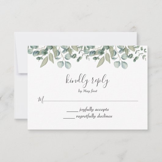 Eukalyptus Greenery Wedding RSVP Karte (Vorderseite)