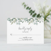 Eukalyptus Greenery Wedding RSVP Karte (Stehend Vorderseite)