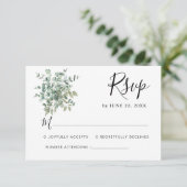 Eukalyptus Greenery Wedding RSVP Karte (Stehend Vorderseite)