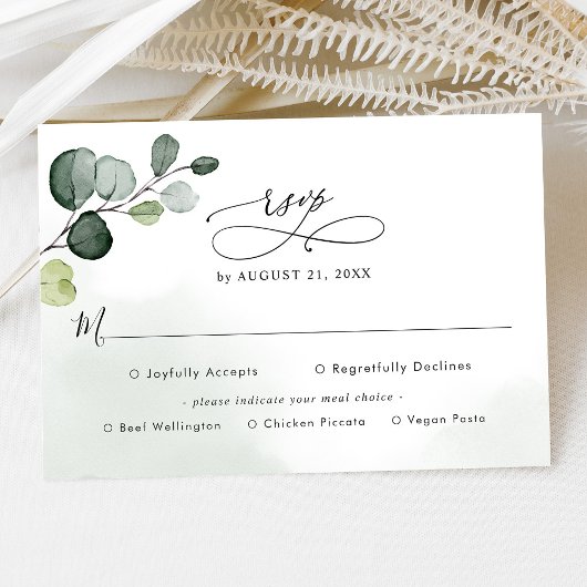 Eukalyptus Greenery Wedding Rsvp mit Optionen zum  Karte