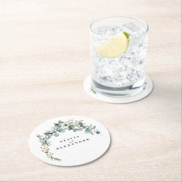 Eukalyptus Greenery Wedding Runder Pappuntersetzer