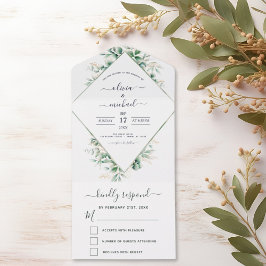 Eukalyptus Greenery Wedding Sage Green All In One Einladung