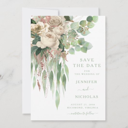 Eukalyptus Greenery Wedding Save The Date (Vorderseite)