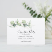 Eukalyptus Greenery Wedding Save The Date (Stehend Vorderseite)