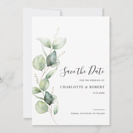 Eukalyptus Greenery Wedding Save The Date (Vorderseite)
