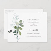 Eukalyptus Greenery Wedding Save the Date Ankündigungspostkarte (Vorne/Hinten)
