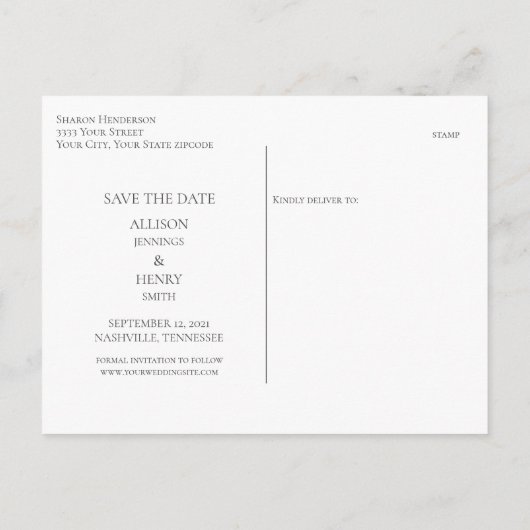 Eukalyptus Greenery Wedding Save the Date Ankündigungspostkarte (Rückseite)