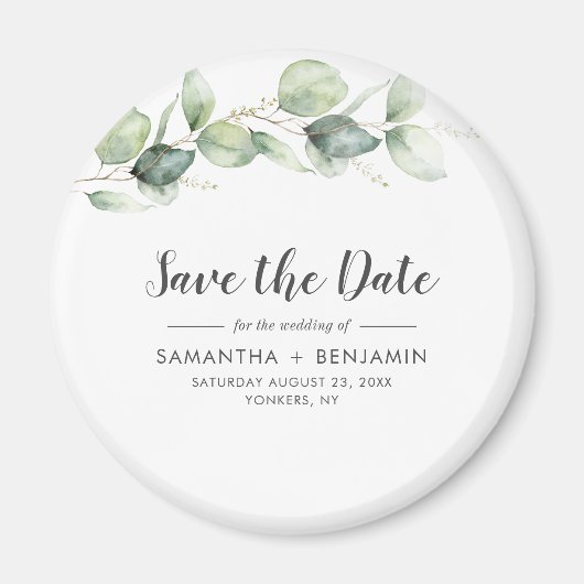 Eukalyptus Greenery Wedding Save the Date Magnet (Vorne)