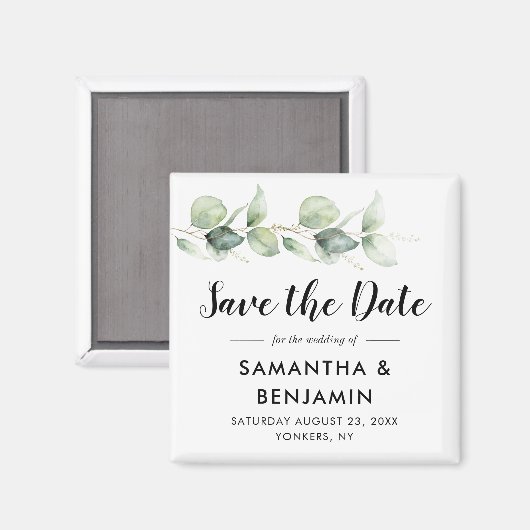 Eukalyptus Greenery Wedding Save the Date Magnet (Vorderseite/Rückseite)