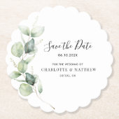 Eukalyptus Greenery Wedding Save the Date Untersetzer (Vorderseite)