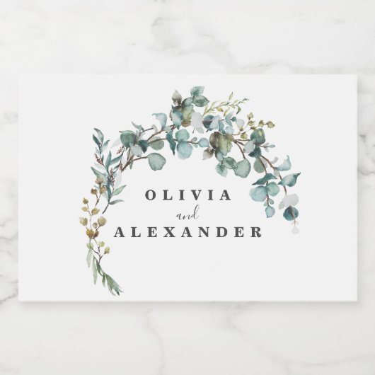 Eukalyptus Greenery Wedding Schaumweinetikett (Einzelnes Label)