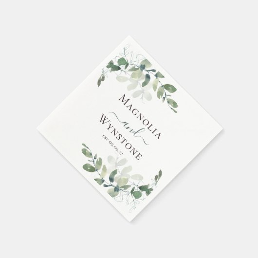 Eukalyptus Greenery Wedding Serviette (Ecke)