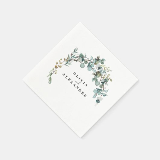Eukalyptus Greenery Wedding Serviette (Ecke)