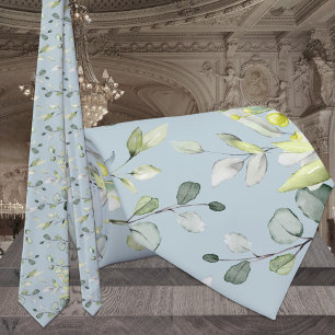 Eukalyptus Greenery Wedding Sky Blue Neck Tie Krawatte