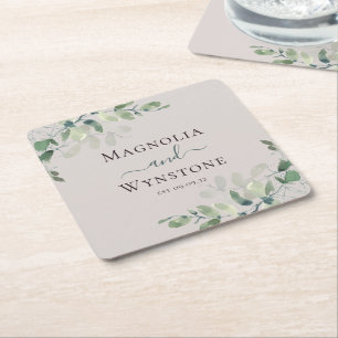 Eukalyptus Greenery Wedding Square Rechteckiger Pappuntersetzer