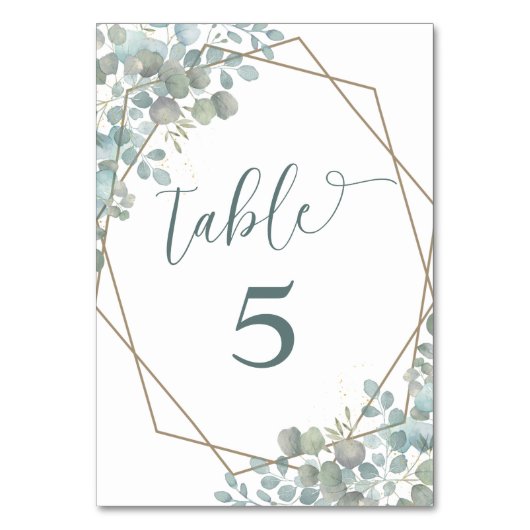 Eukalyptus Greenery Wedding Tischnummer (Vorderseite)