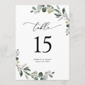 Eukalyptus Greenery Wedding Tischnummer Cards (Rückseite)