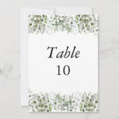 Eukalyptus Greenery Wedding Tischnummer Cards (Vorderseite)