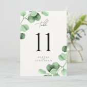 Eukalyptus Greenery Wedding Tischnummern (Stehend Vorderseite)