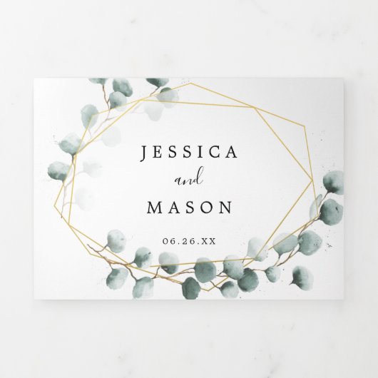 Eukalyptus Greenery Wedding Tri-Fold Einladungen (Cover)